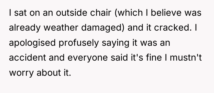 I sat on an outside chair (which I believe was...