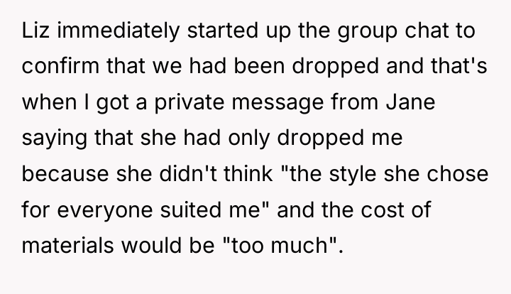Liz immediately started up the group chat to confirm that...
