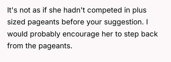 It's not as if she hadn't competed in plus sized...