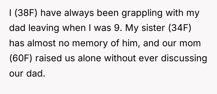 I (38F) have always been grappling with my dad leaving...