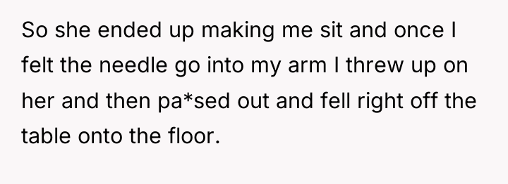 So she ended up making me sit and once I...