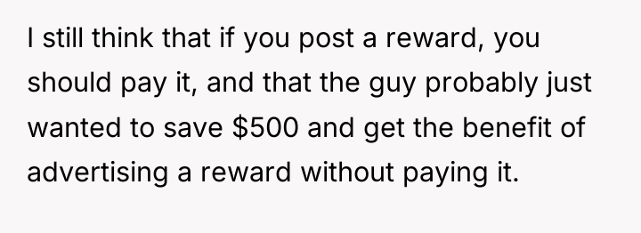 I still think that if you post a reward, you...
