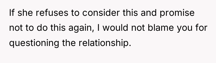 If she refuses to consider this and promise not to...