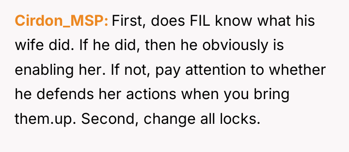 Cirdon_MSP First, does FIL know what his wife did. If...