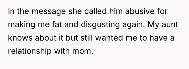 In the message she called him abusive for making me...