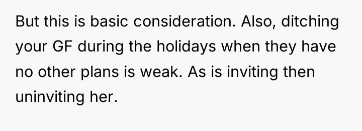But this is basic consideration. Also, ditching your GF during...