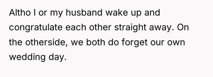 Altho I or my husband wake up and congratulate each...