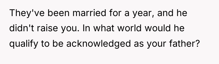They've been married for a year, and he didn't raise...