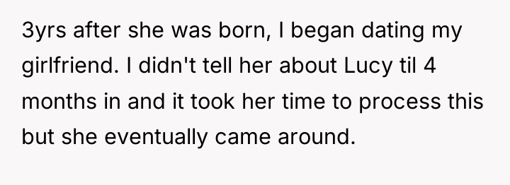 3yrs after she was born, I began dating my girlfriend....