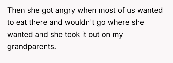Then she got angry when most of us wanted to...