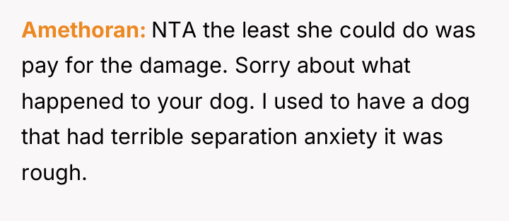 Amethoran NTA the least she could do was pay for...