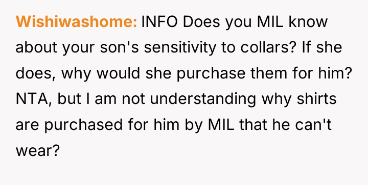 Wishiwashome INFO Does you MIL know about your son's sensitivity...