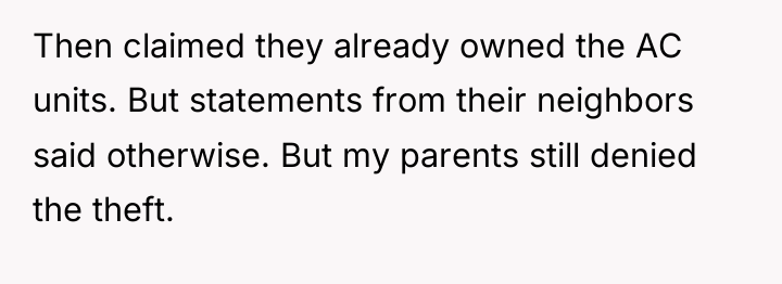 Then claimed they already owned the AC units. But statements...