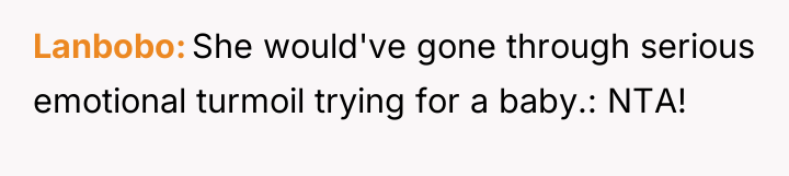 Lanbobo She would've gone through serious emotional turmoil trying for...