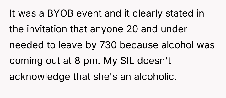 It was a BYOB event and it clearly stated in...