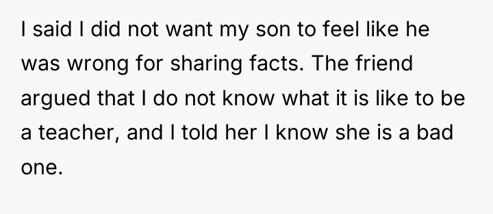 I said I did not want my son to feel...