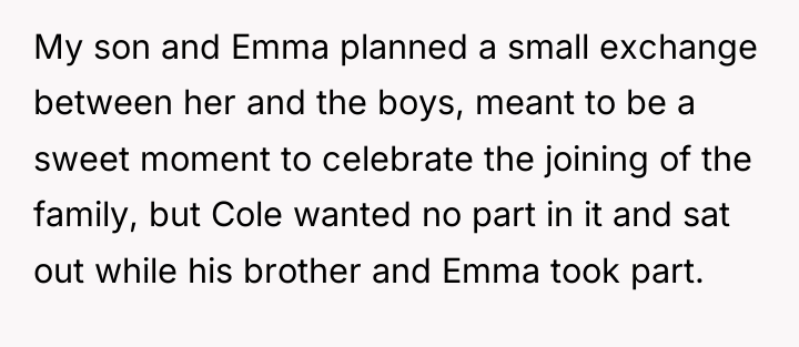My son and Emma planned a small exchange between her...