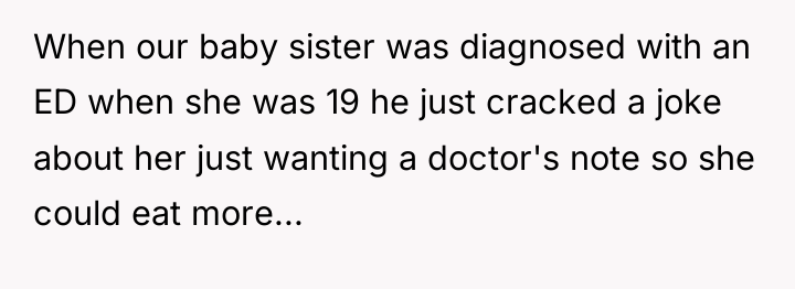 When our baby sister was diagnosed with an ED when...