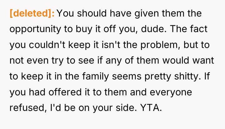 [deleted] You should have given them the opportunity to buy...
