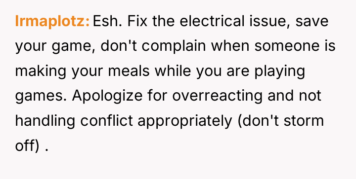 Irmaplotz Esh. Fix the electrical issue, save your game, don't...