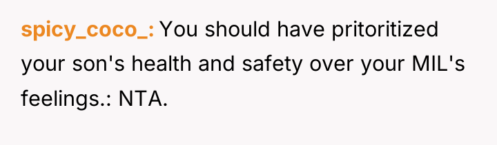 spicy_coco_ You should have pritoritized your son's health and safety...