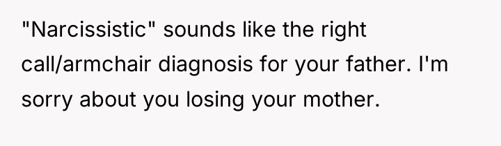 "Narcissistic" sounds like the right call/armchair diagnosis for your father....