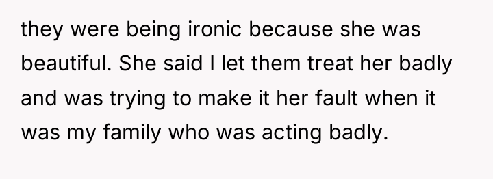 they were being ironic because she was beautiful. She said...