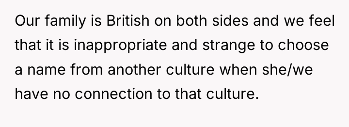 Our family is British on both sides and we feel...