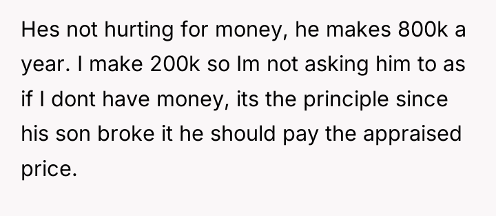 Hes not hurting for money, he makes 800k a year....