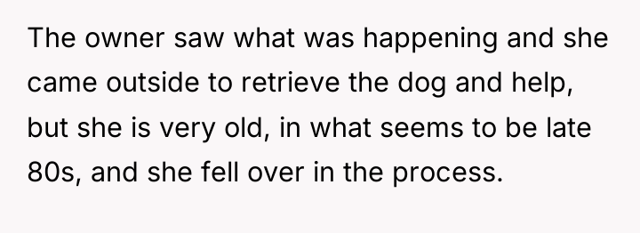 The owner saw what was happening and she came outside...