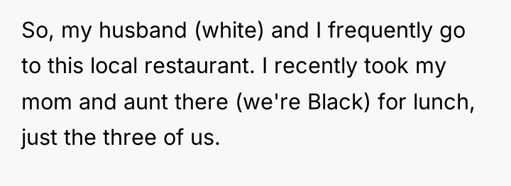 So, my husband (white) and I frequently go to this...