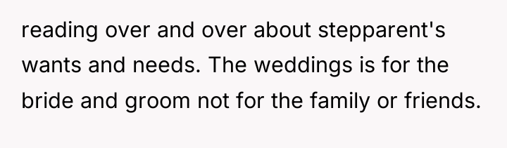 reading over and over about stepparent's wants and needs. The...