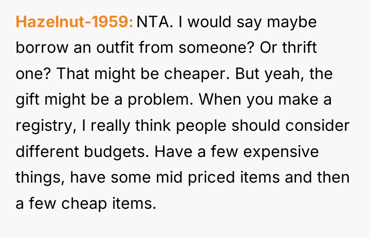 Hazelnut-1959 NTA. I would say maybe borrow an outfit from...