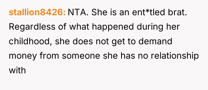 stallion8426 NTA. She is an ent*tled brat. Regardless of what...
