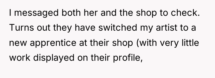 I messaged both her and the shop to check. Turns...