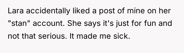 Lara accidentally liked a post of mine on her "stan"...