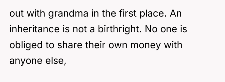 out with grandma in the first place. An inheritance is...