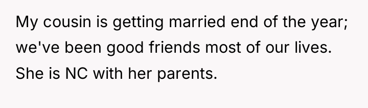My cousin is getting married end of the year; we've...
