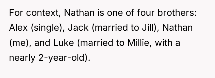 For context, Nathan is one of four brothers: Alex (single),...