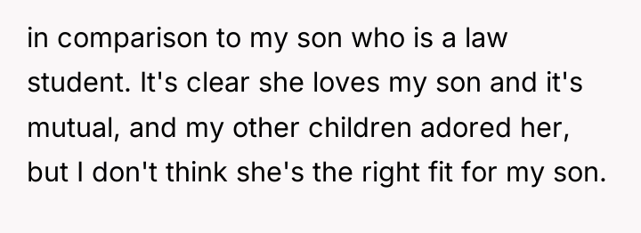 in comparison to my son who is a law student....