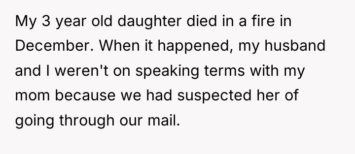 My 3 year old daughter died in a fire in...