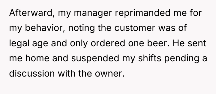 Afterward, my manager reprimanded me for my behavior, noting the...
