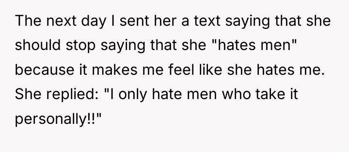 The next day I sent her a text saying that...