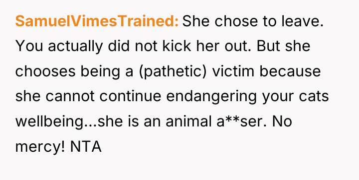 SamuelVimesTrained She chose to leave. You actually did not kick...