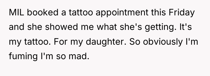 MIL booked a tattoo appointment this Friday and she showed...