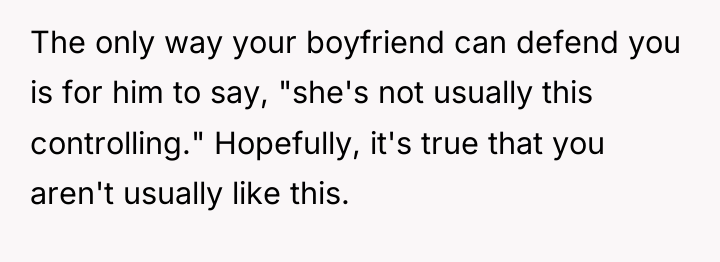 The only way your boyfriend can defend you is for...