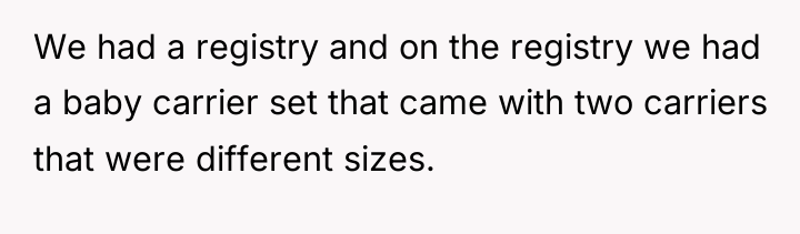 We had a registry and on the registry we had...