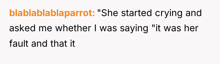 blablablablaparrot "She started crying and asked me whether I was...