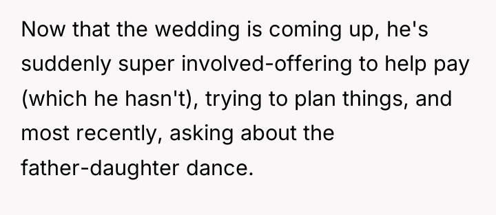 Now that the wedding is coming up, he's suddenly super...