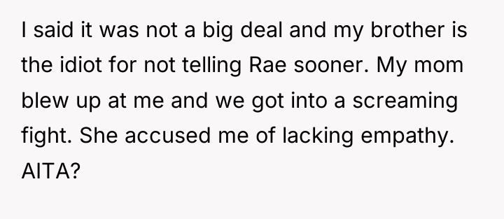 I said it was not a big deal and my...